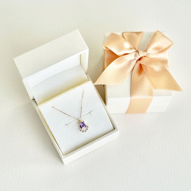 【ジュエリー】K10 イエローゴールド アメシスト ペンダント ネックレス 保証書付 SMK-5221 242-013-a