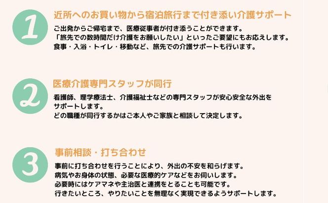 看護師同行 外出支援サービス 2時間コース 介護旅行 医療従事者 看護師 チケット 