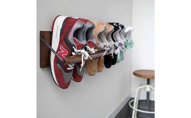 Sneaker wall スニーカーウォール  SW-900WN ウォールナット（おおよそ4足収納 ウォルナット無垢材 壁掛け 木製 シューズラック スリッパラック）【配達不可：沖縄・離島】 雑貨 日用品 家具 