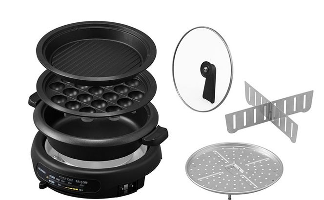 グリル鍋 3枚 プレート ブラック アイリスオーヤマ キッチン 家電 キッチン家電 調理家電 ホットプレート 鍋 深鍋 深型 焼肉 たこ焼き たこ焼き器付き マルチプレート 電気プレート 卓上調理器 テーブルグリル IGU-B3-B アイリス 宮城県 大河原町