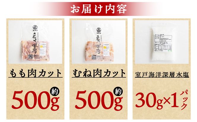土佐はちきん地鶏 もも肉・むね肉 合計1kgセット 室戸海洋深層水塩付 - 国産 精肉 鶏肉 鶏 肉 むね もも ムネ肉 モモ肉 セット 小分け カット BBQ アウトドア あぐりーど 高知県 香南市 冷凍 ad-0005
