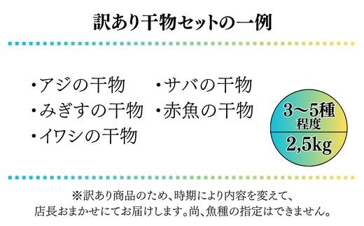 おまかせ訳あり干物セット（3～5種） 約2.5kg 富山 魚津 浜浦水産 自家用 家庭用