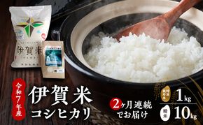 【精米】令和7年産　伊賀米コシヒカリ　10kg+特別米1kg（２ヶ月連続）　お米 米 白米 こしひかり ごはん 三重県 名張市