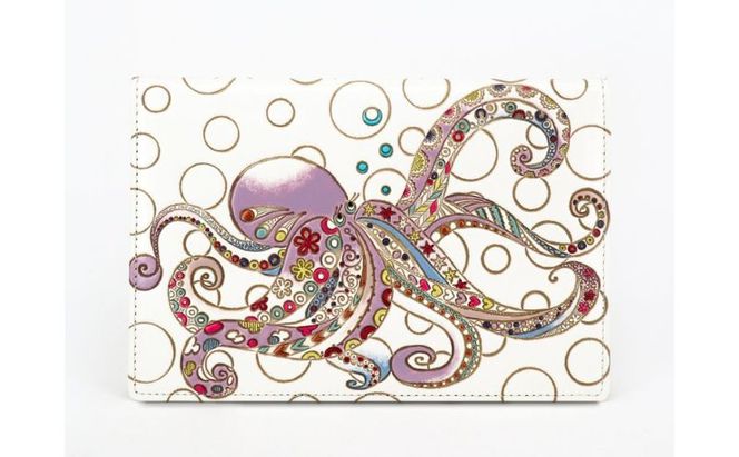 【文庫屋大関】パーソナルホルダー　ミス・オクトパス【皮革工芸品】 雑貨 日用品 ブックカバー パスポートケース 貴重品入れ マルチケース シンプル 和風 革小物 