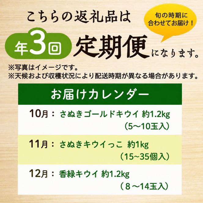 讃岐のキウイ定期便（全3回）【さぬきゴールドキウイ】【さぬきキウイっこ 】【香緑キウイ】
