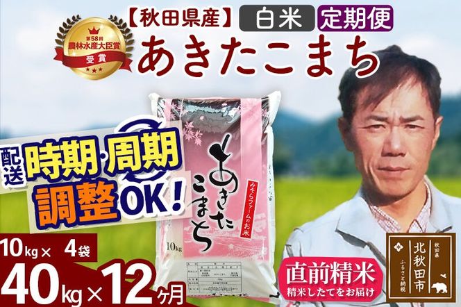 ※令和7年産※《定期便12ヶ月》秋田県産 あきたこまち 40kg【白米】(10kg袋) 2025年産 お届け周期調整可能 隔月に調整OK お米 みそらファーム [みそらファーム 秋田 お米 あきたこまち 米どころ 東北 北秋田市 秋田県産 冷めてもおいしい おにぎり おむすび お弁当 白米]|msrf-11112