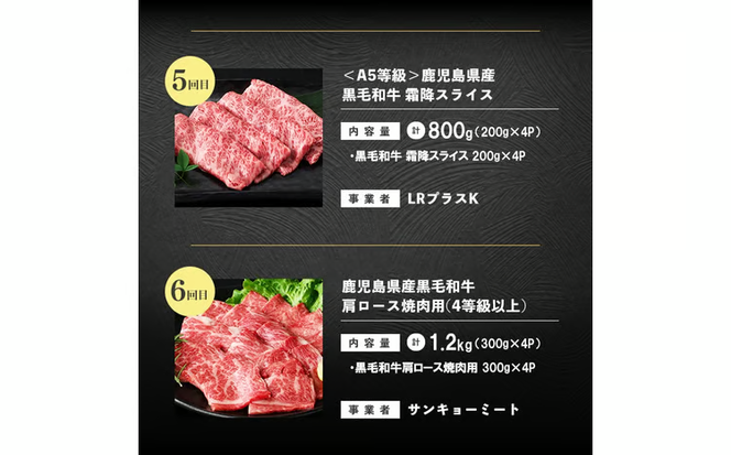 【定期便全6回】鹿児島県産黒毛和牛スライス・焼肉 食べ比べコース！志布志うんまか定期便 t0117-003