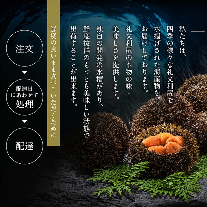 【礼文島リボンプロジェクト】北海道 礼文島産 ミョウバン不使用 塩水ウニ エゾバフンウニ 100g×2パック(ピンバッジ付)［野崎水産］【 うに ウニ 雲丹 生うに 塩水うに バフンウニ 自然保護 寄付 海鮮 】