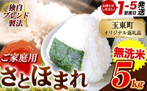 熊本県産 さとほまれ 無洗米 ご家庭用 5kg 《1-5日以内に出荷予定(土日祝除く)》熊本県 玉名郡 玉東町 米 こめ コメ ブレンド米 送料無料---gkt_lcl_603_5kg---