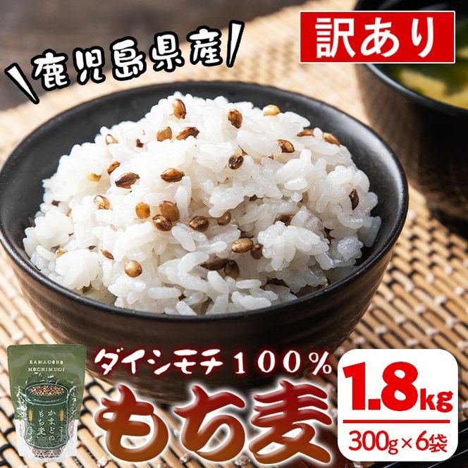 isa256 《訳あり・数量限定》鹿児島県伊佐市産もち麦！＜ダイシモチ＞(計1.8kg・300g×6袋) 【社会福祉法人ひまわり福祉会】