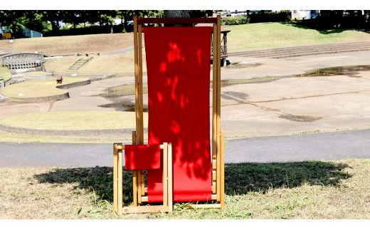 《 受注生産 》 布製 デッキ チェア 1脚 （ レッド ） 【 フットレスト付き 】 インテリア アウトドア キャンプ テラス 庭 家具 日用品 椅子 イス リクライニング 折りたたみ コンパクト 収納 [DP011us]