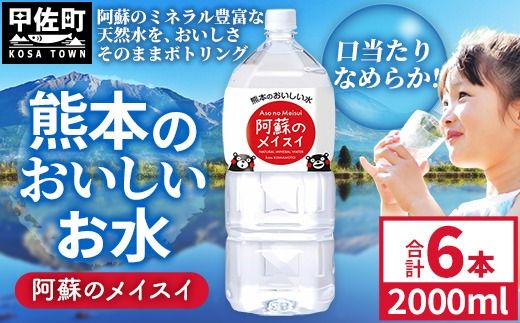 熊本のおいしいお水 阿蘇のメイスイ 2L×6本（1ケース）（共通返礼品・御船町） - 天然水 水 飲料水 ミネラルウォーター 箱買い まとめ買い ペットボトル 飲料 ウォーター 軟水 防災グッズ 防災 備蓄 ローリングストック ストック 熊本県