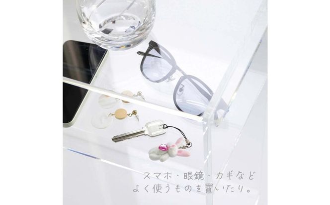 棚付きアクリルサイドテーブル　1台　川崎市自社工場一貫生産品