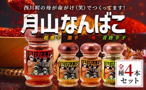 FYN9-645 山形県 西川町産 唐辛子使用！ 月山なんばこ 4種4本セット 調味料 食品 香辛料 スパイス 唐辛子 とうがらし 辛い 手作り 命がけ 山形県 西川町 月山