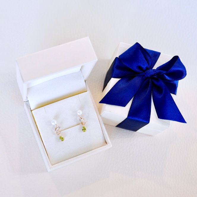 K10YG(10金) イエローゴールド ペリドット パール ピアス 揺れる 保証書付 2066 242-051-d