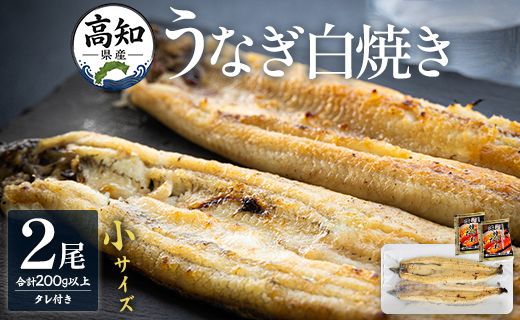 高知県産うなぎの白焼き 小サイズ 2尾(合計200g以上) タレ付き - 鰻 ウナギ 有頭 スタミナ 夕飯 おつまみ 丼 のし対応可 ギフト 贈答  贈り物 吉川水産 高知県 香南市【冷凍】 yw-0043