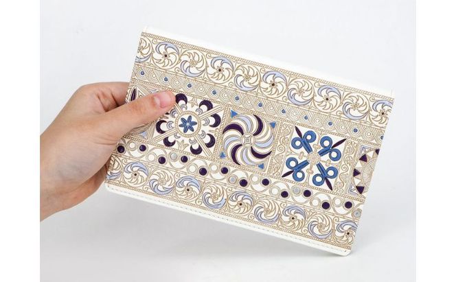 【文庫屋大関】パーソナルホルダー　錦紗＜紫＞【皮革工芸品】 民芸品 雑貨 日用品 牛革 イスラム文様 ギリシャ文様 