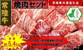 169-26-030 【6か月定期便】【常陸牛】焼肉セット 約900g【定期便】計6回 総量約5,400g（茨城県共通返礼品）【常陸牛　茨城県産　日立市】