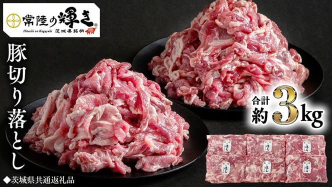 【 常陸の輝き 】 豚 切り落とし 500g×6パック （ 約3kg ） (茨城県共通返礼品) 国産 国内産 豚肉 ポーク 豚こま 小間切れ カレー 焼きそば 炒め物 贈り物 ギフト [ET07-NT]