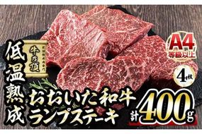 おおいた和牛 ランプステーキ (計400g・ランプステーキ約100ｇ×4枚+ステーキソース20g×4袋) 国産 牛肉 肉 霜降り 低温熟成 ステーキ A4 和牛 ブランド牛 BBQ 冷凍 大分県 佐伯市【DH71】【(株)ネクサ】