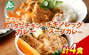 1442.  弟子屈 カレー 2種 食べ比べ 計4個 中辛 バターチキンカレー スープカレー チキン 鶏肉 じゃがいも 業務用 レトルトカレー レトルト  保存食 備蓄 非常食 常温 まとめ買い お取り寄せ 8000円 北海道 弟子屈町