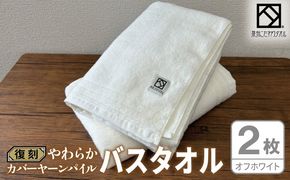 020C589 やわらか カバーヤーンパイル バスタオル オフホワイト 2枚【泉州タオル 国産 日本製 シンプル 日用品】
