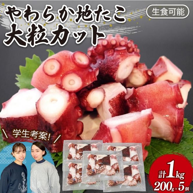やわらか 地たこ 200g×5 (計1kg) カット済み ヤナギダコ 生食可 冷凍 大船渡市