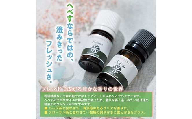 へべすのアロマオイル(5ml)と陶器製アロマスティックのセット アロマ オイル へべす 柑橘 宮崎県 門川町 【熊野農園】【T-5】