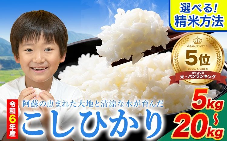 令和6年産 無洗米 も 選べる こしひかり 白米 or 無洗米 選べる精米方法 内容量 5kg 10kg 15kg 20kg 白米 精米 無洗米 熊本県産(南阿蘇村産含む) 単一原料米 南阿蘇村[7-14日以内に出荷予定(土日祝除く)]---mna_kh6_wx_r7_15000_5kg_h---
