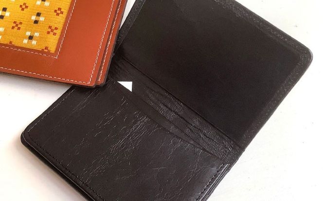 【知花花織】手織りビジネス小物3点セット（手帳カバー、名刺入れ、キーホルダー）ビジネス小物 ビジネス アイテム 財布 名刺入れ 織物 沖縄市 / コザ工芸館ふんどぅ[BCAU016]