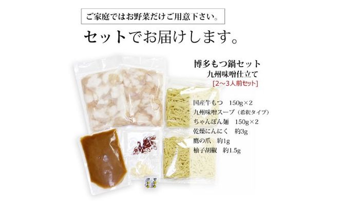 【全6回定期便】博多もつ鍋セット(九州味噌仕立て) 2〜3人前 国産牛もつ300g《築上町》【株式会社ベネフィス】[ABDF137]