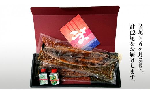 【 6ヶ月連続 定期便 】《 麻布しき 》 国産 有頭 鰻蒲焼 × 2尾 (計 12尾 ) うなぎ ウナギ 冷凍 蒲焼き かばやき たれ焼き 土用 丑の日 食べきり 父の日 [DJ015us]