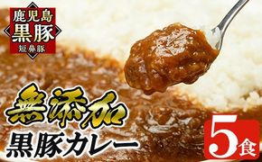 a106 鹿児島黒豚「短鼻豚」無添加カレー5食セット(200g×5パック)【鹿児島ますや】姶良市 黒豚 カレー ポークカレー 本格無添加カレー 冷凍 黒豚