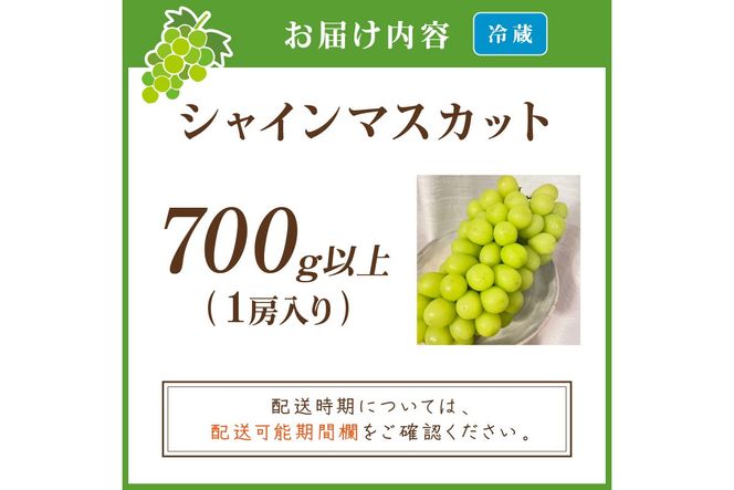 【先行予約／数量限定50】シャインマスカット 700g以上（1房入り）（2026年9月上旬～発送）　FK00016
