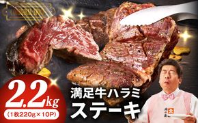 099H4193 【満足牛ハラミステーキ】オリジナルスパイス仕込み 1枚220g×10P 合計2.2kg 【味付け ハラミ ステーキ 小分け 焼くだけ 簡単調理 BBQ 牛肉 普段使い】