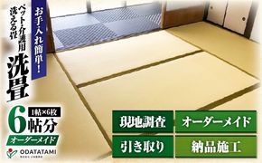 現代の名工カンパニー特製！ペット・介護洗える畳『洗畳』縁付新調（畳1帖サイズ6枚）　K348-013