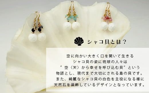 シャコ貝+天然ピアス【 国産 シャコ貝 ピアス アクセサリー 沖縄県 沖縄 琉球 八重山 八重山諸島 石垣島 石垣市 石垣 沖縄産 】RY-1