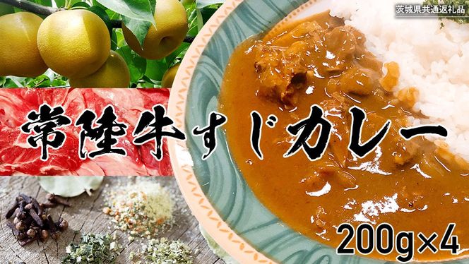 【茨城県共通返礼品】常陸牛すじカレー 200g ×4 常陸牛 カレー 牛肉 時短 ふるさと納税 9000円 [AU104ya]