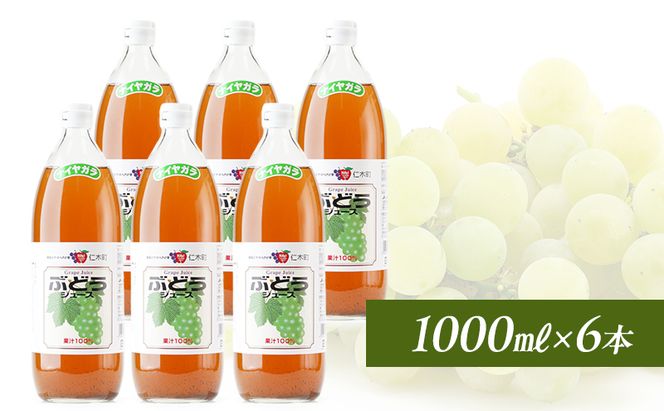北海道仁木産ぶどうジュース（品種：ナイヤガラ）：1000ml×6本 果汁飲料 野菜飲料 ブドウ ぶどう ジュース[JA新おたる] 