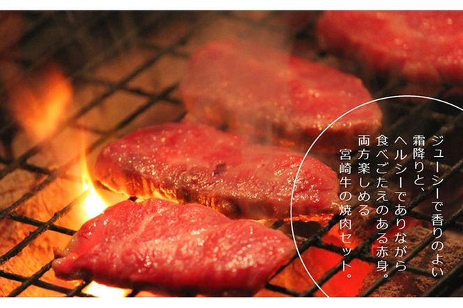 宮崎牛！霜降りと赤身の焼肉セット(合計900g・ウデ焼肉カット500g、モモ焼肉カット400g)牛肉 お肉 黒毛和牛 国産 九州産 宮崎県産 詰め合わせ 詰合せ 食べ比べ 冷凍【AP-15】【日向屋】