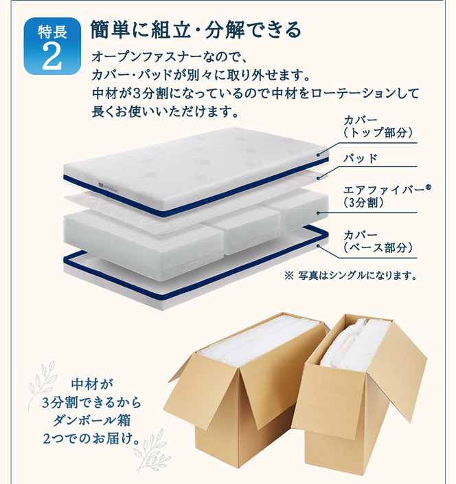 エアウィーヴ ベッドマットレス S03 ダブル 寝具 エアウィーヴ ベッドマットレス S03 ダブル 寝具 ベッド サイズ セミダブル ダブル クイーン オールシーズン対応 ぐっすり ホテル 安眠 健康 高反発 腰 肩 熟睡 寝具 寝心地 新生活 洗える 日本製
