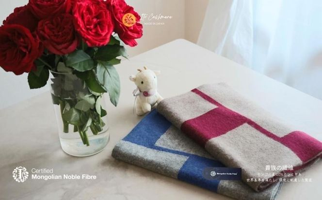 G3329 『Noble Fibre』100％カシミヤ・マフラー ワインインターシャ【高級 カシミア おしゃれ ファッション 防寒 かしみあ】