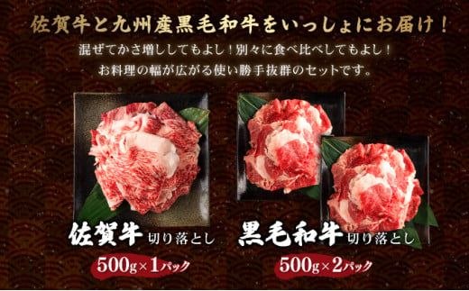 【訳あり】佐賀牛入り 牛切り落とし1.5kg（500g×3p）牛肉  脂ましまし 九州産黒毛和牛 食べ比べ ブリスケット トモバラ