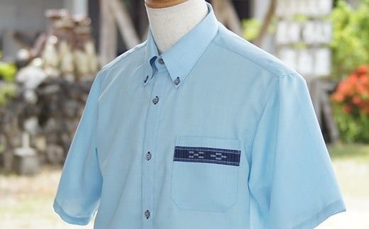 みんさーウェア　ボタンダウン（青）AI-7