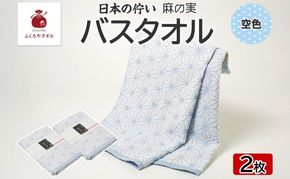 099H4330 日本の佇い 麻の実 バスタオル 空色 2枚セット