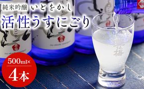 日本酒 スパークリングワイン風！純米吟醸 いとをかし 活性うすにごり 500ml×4本 gs-0116
