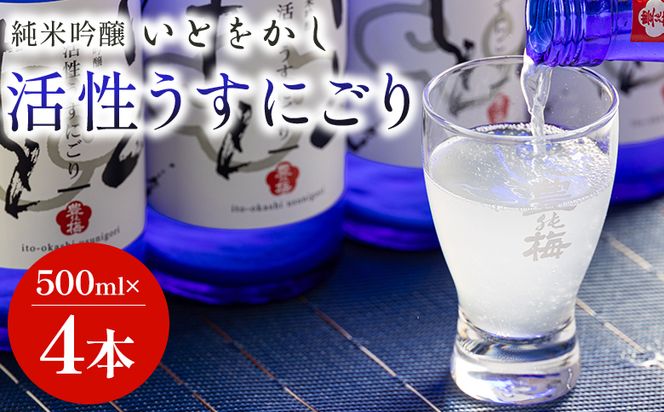 【ＳＰ発送】日本酒 スパークリングワイン風！純米吟醸 いとをかし 活性うすにごり 500ml×4本 gs-0116