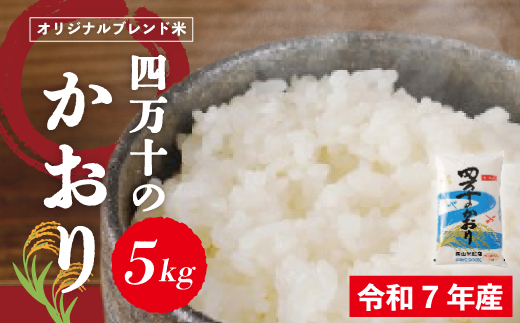米 5kg 【 令和7年産 】コシヒカリ 香り米 ヒエリ 入り 四万十のかおり 国産 こしひかり 早期受付 ブレンド 精米 白米 ごはん おいしい ふっくら もちもち 高知県 四万十市 四万十 しまんと 25-152