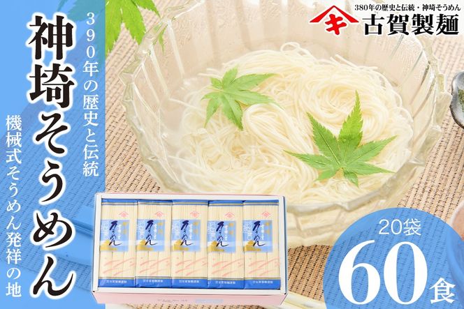 佐賀県特産品 神埼そうめん 20入【素麺 そうめん 乾麺 お中元 贈答用 無添加 夏 自家用 麺類 簡単 手軽 保存食 佐賀県産 国産】(H014133)