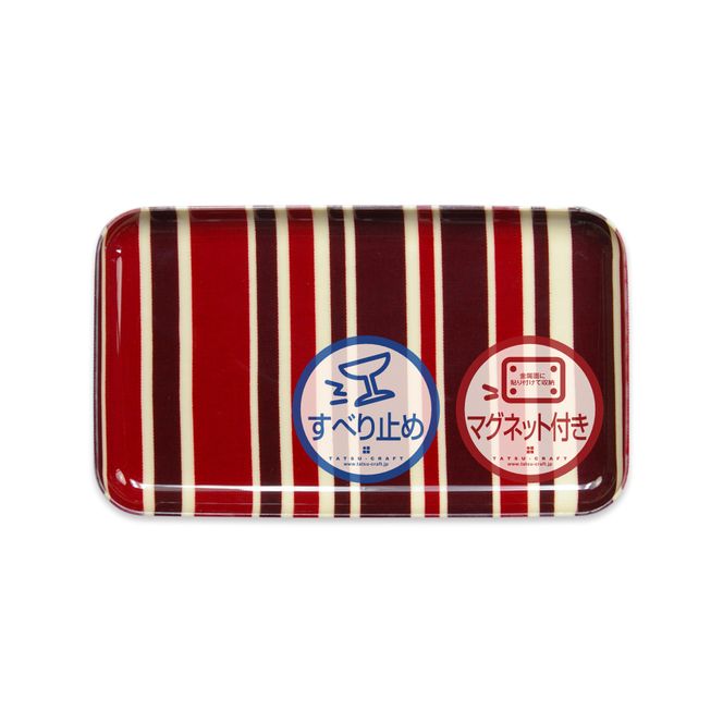 TATSU-CRAFT マグネットトレー SS 21.5cm トリノストライプ RD レッド すべり止め付き ［Tk1057］ 303446_DA90800VC03